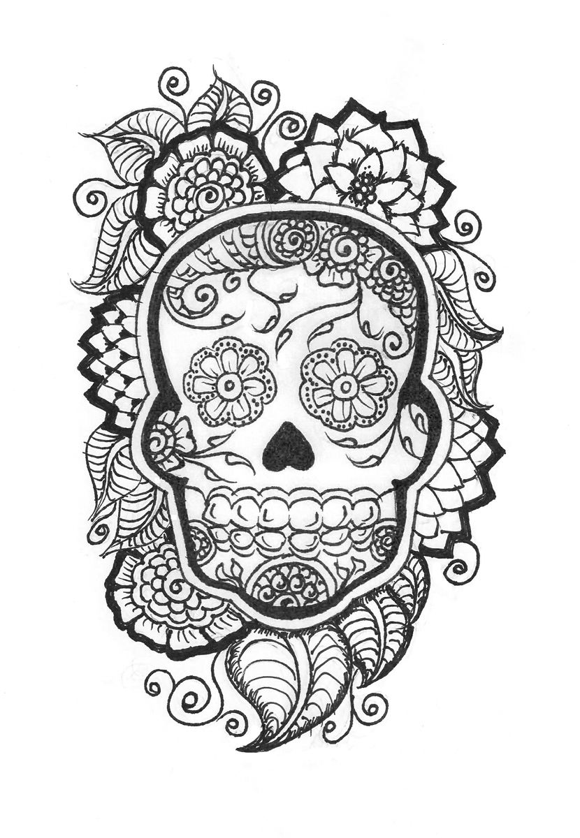 97 Calavera (Sugar Skull) Coloring Page Printable 8