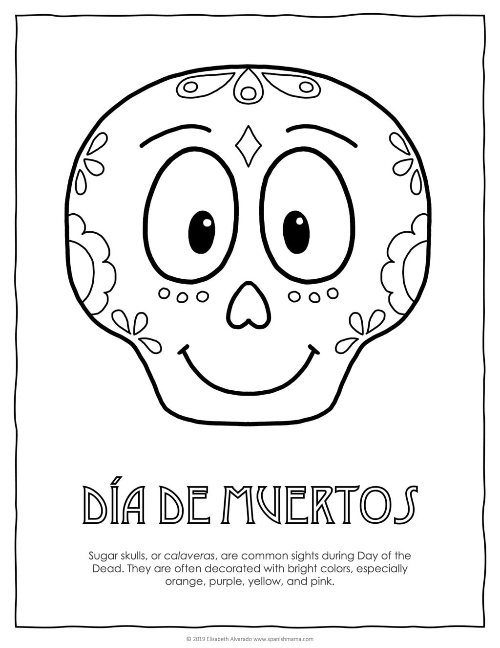 97 Calavera (Sugar Skull) Coloring Page Printable 82