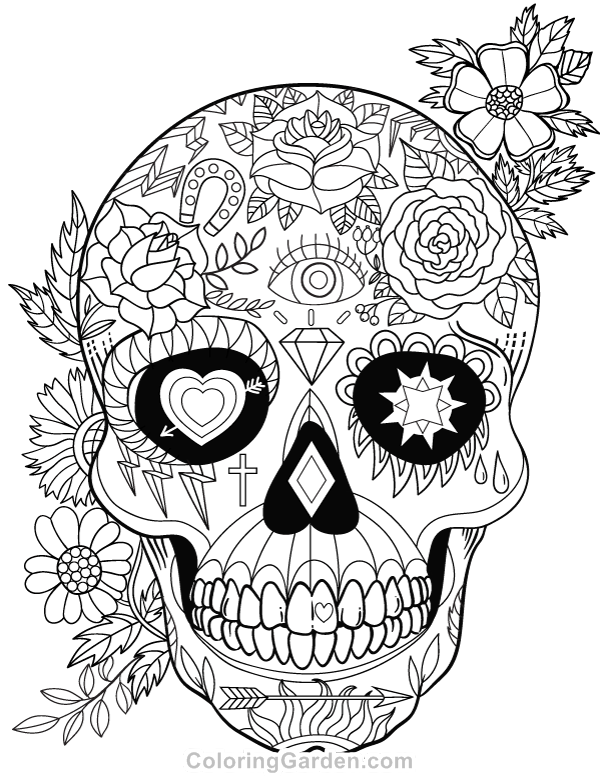 97 Calavera (Sugar Skull) Coloring Page Printable 84