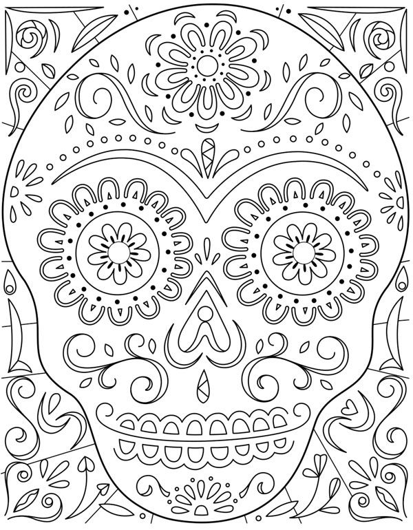 97 Calavera (Sugar Skull) Coloring Page Printable 85