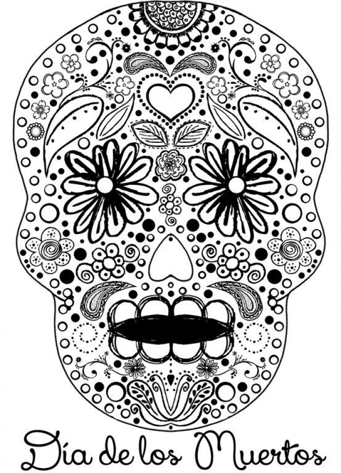 97 Calavera (Sugar Skull) Coloring Page Printable 86