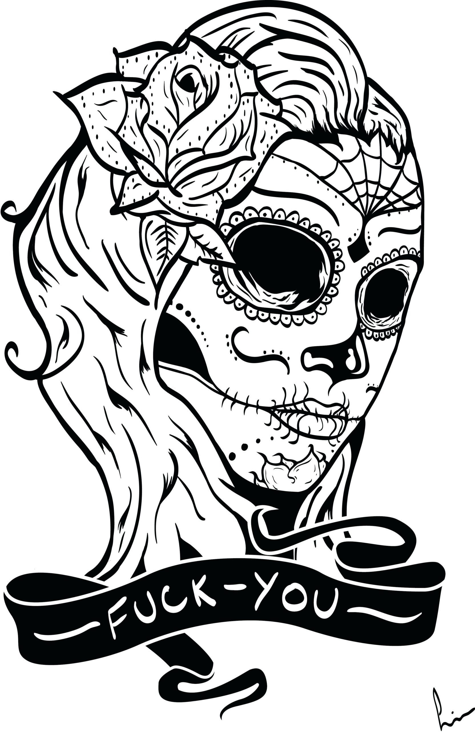 97 Calavera (Sugar Skull) Coloring Page Printable 89