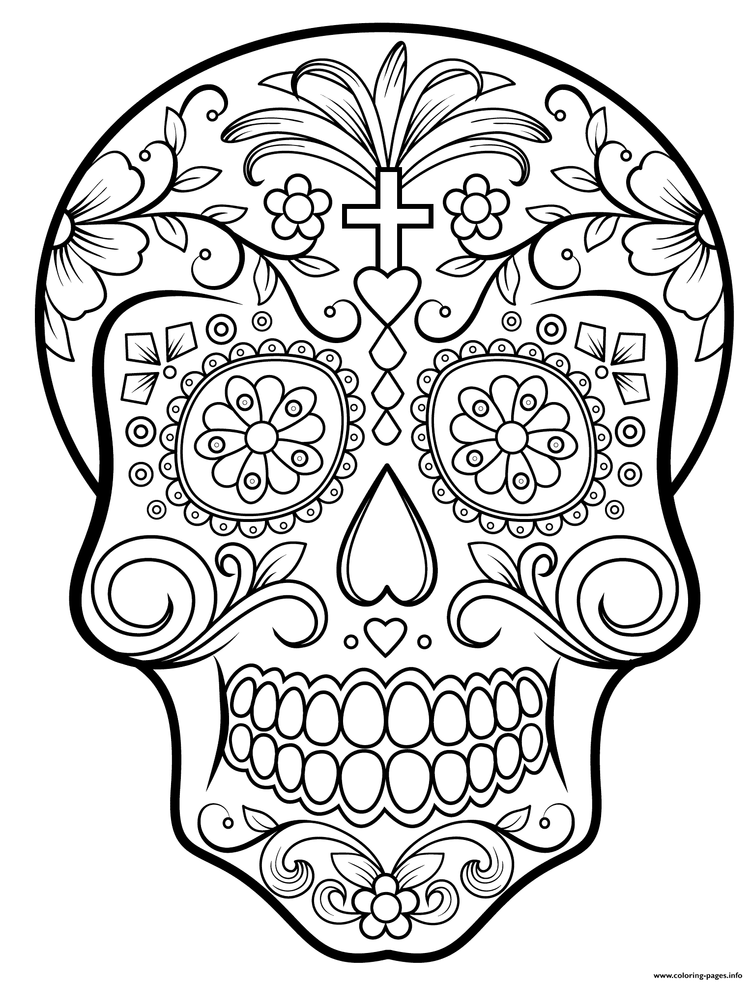 97 Calavera (Sugar Skull) Coloring Page Printable 90