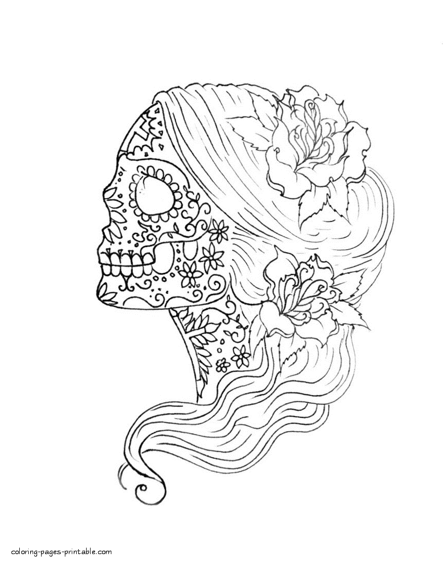 calavera sugar skull coloring page printable jpg