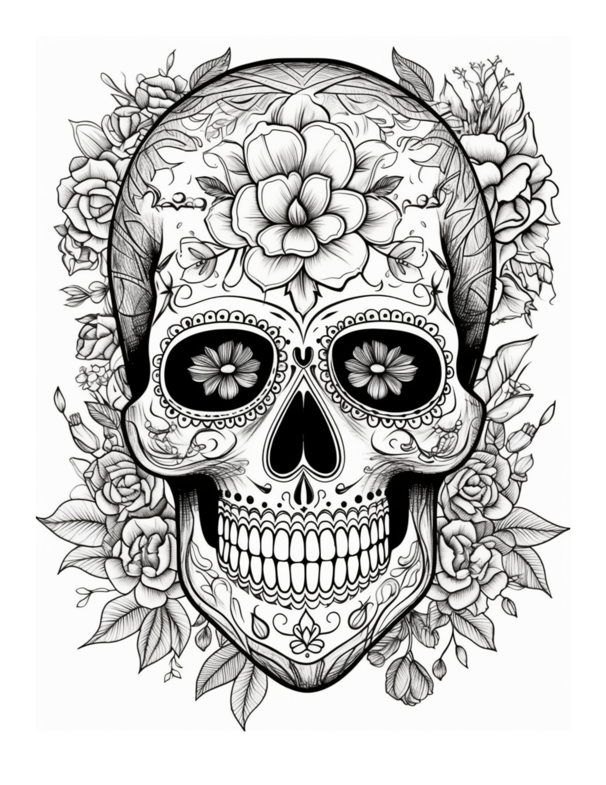 calavera sugar skull coloring page printable jpg