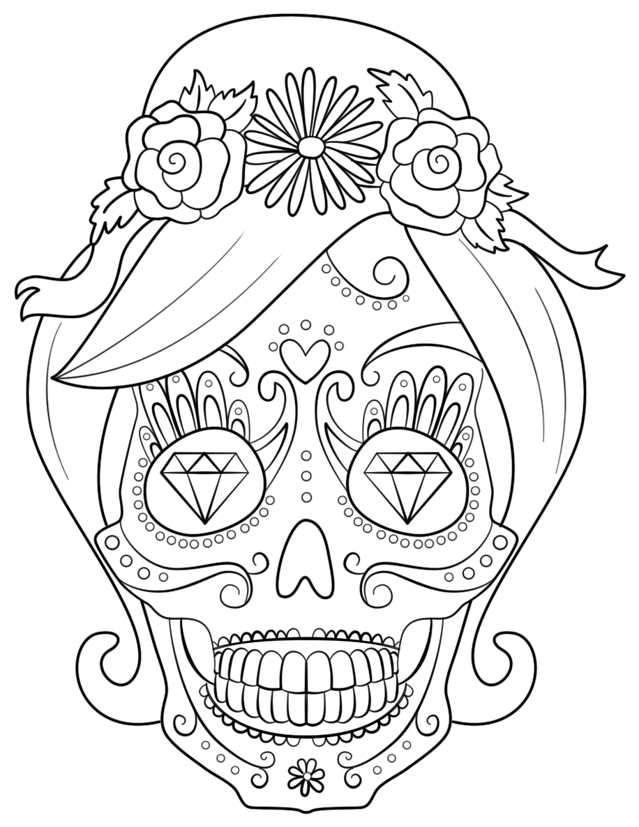 calavera sugar skull coloring page printable jpg