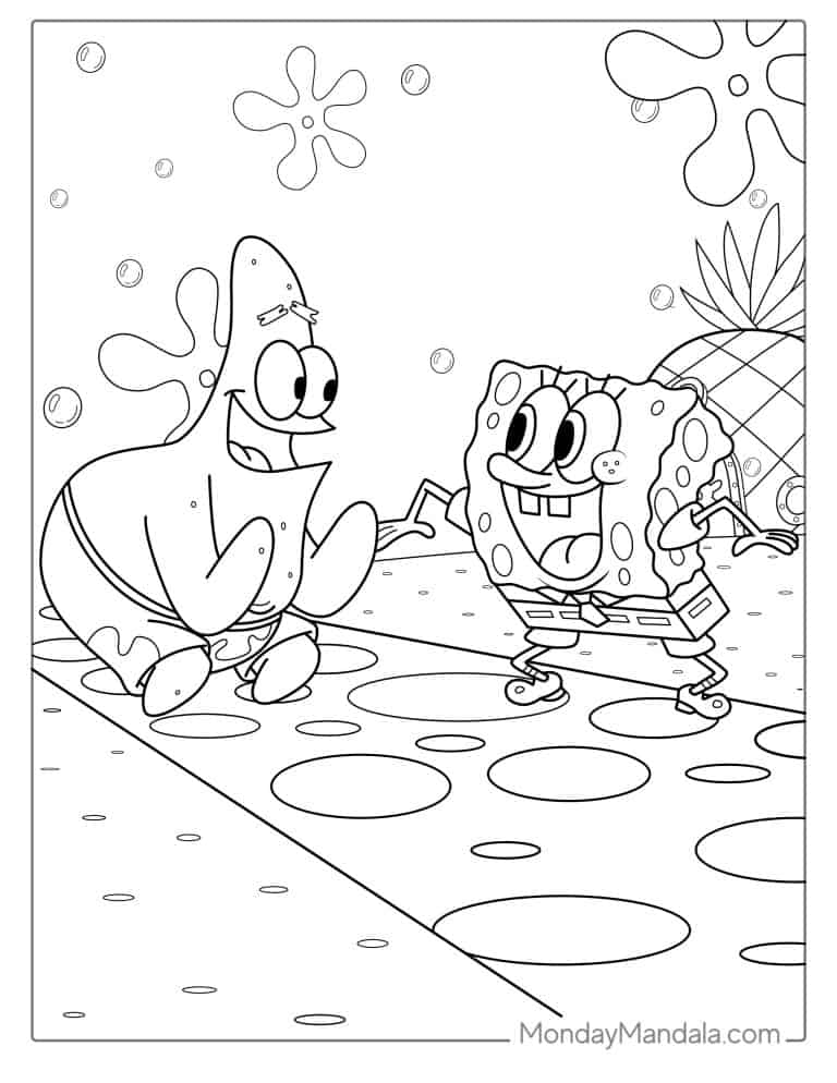 31 Adorable SpongeBob Coloring Pages Printable 2