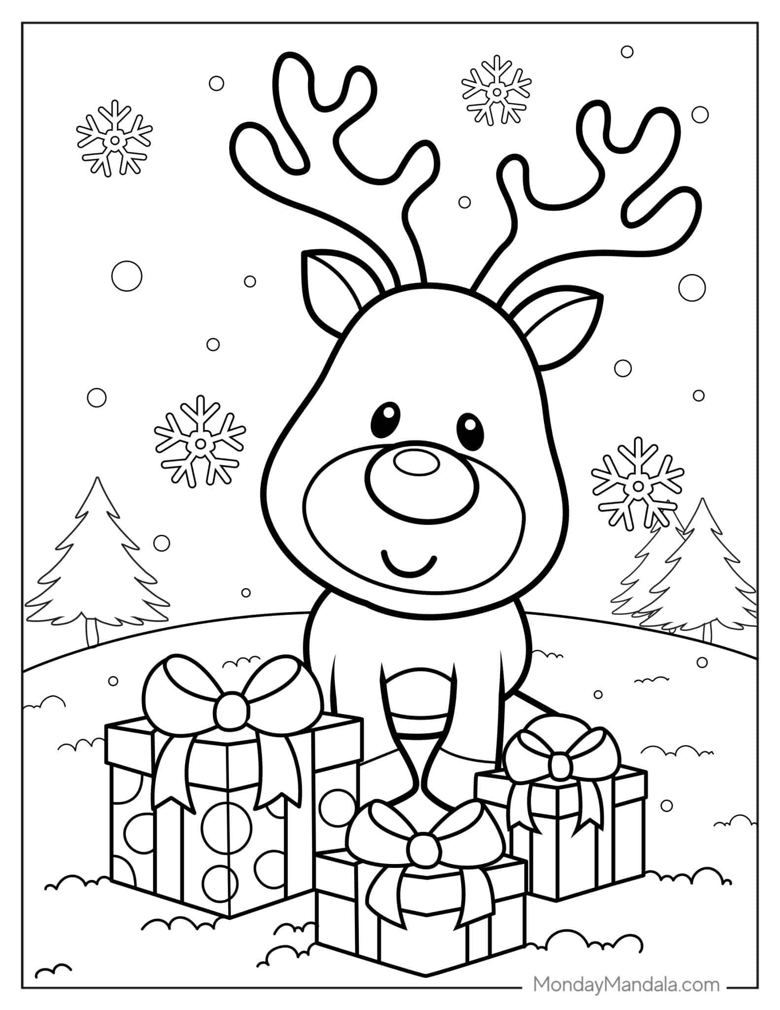 34 Charming Cartoon Characters Christmas Coloring Pages Printable 10