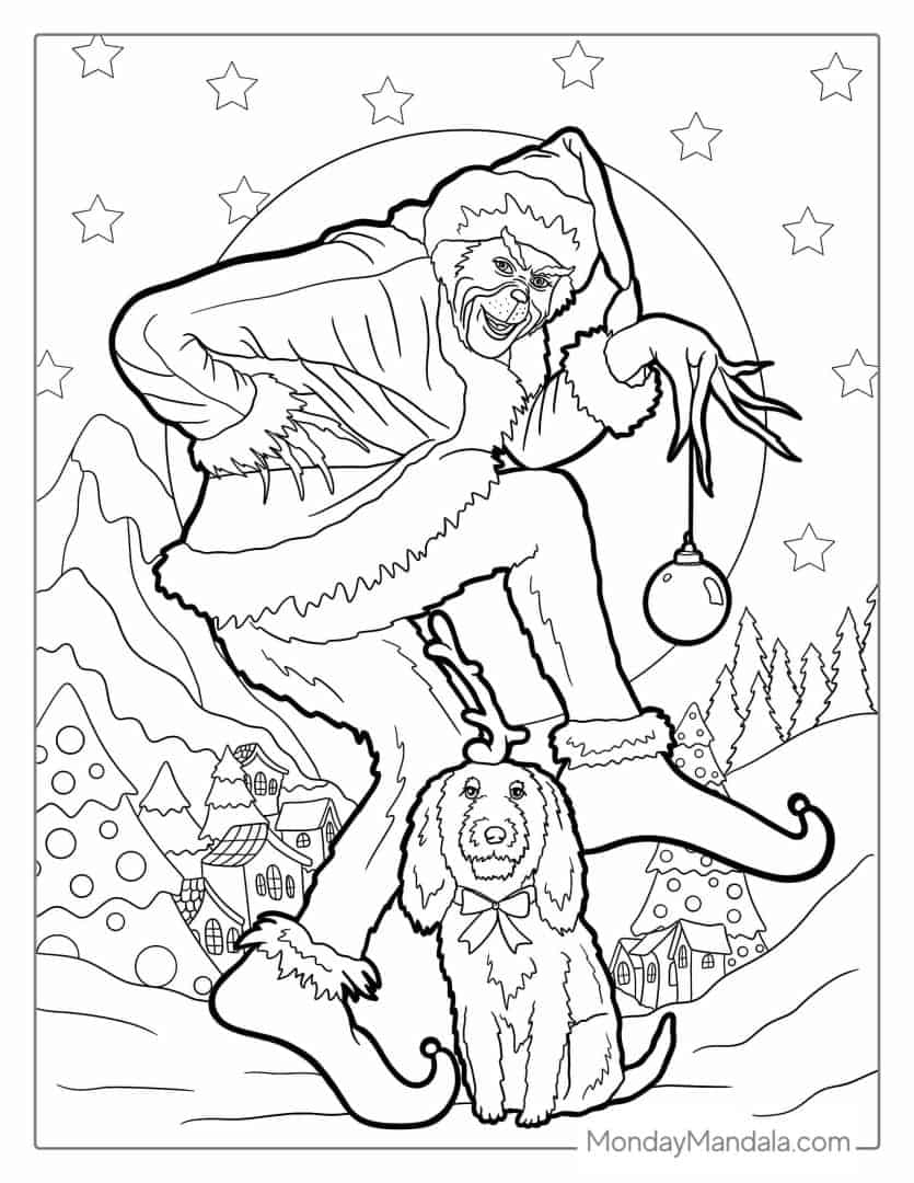 34 Charming Cartoon Characters Christmas Coloring Pages Printable 14