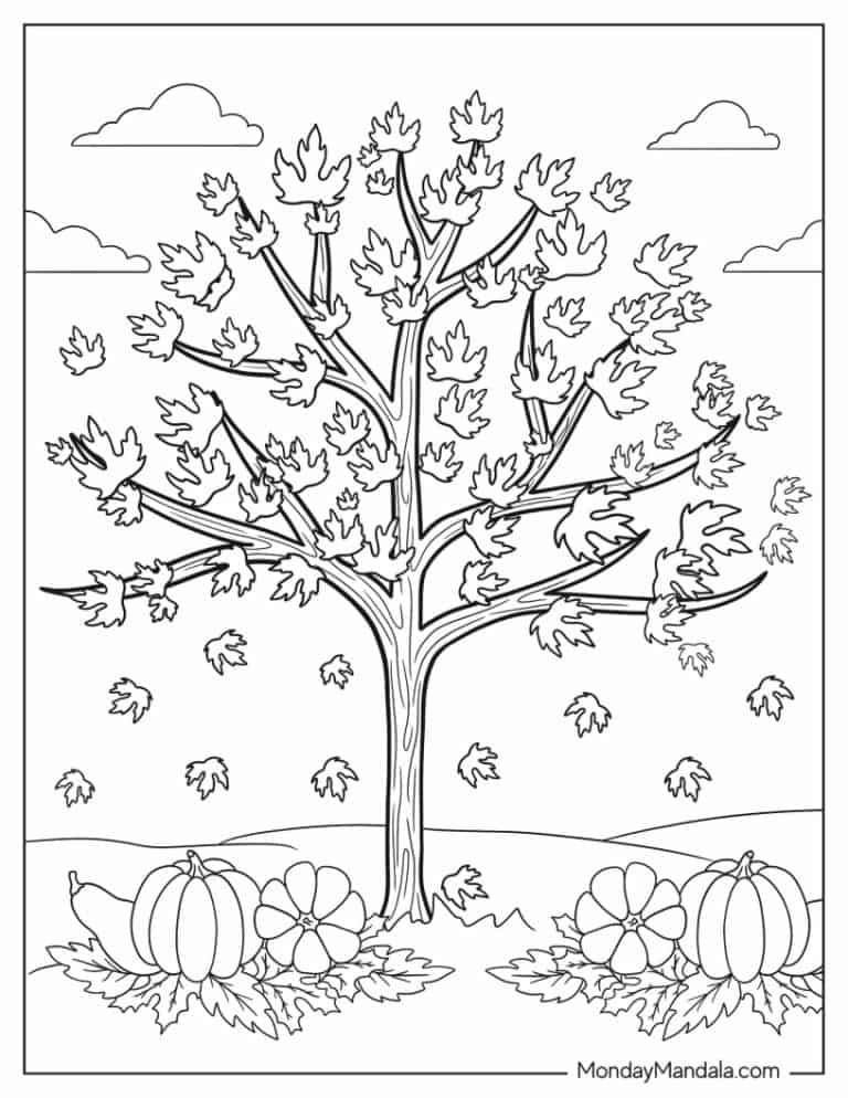 34 Fall Coloring Pages Free PDF Printable 24