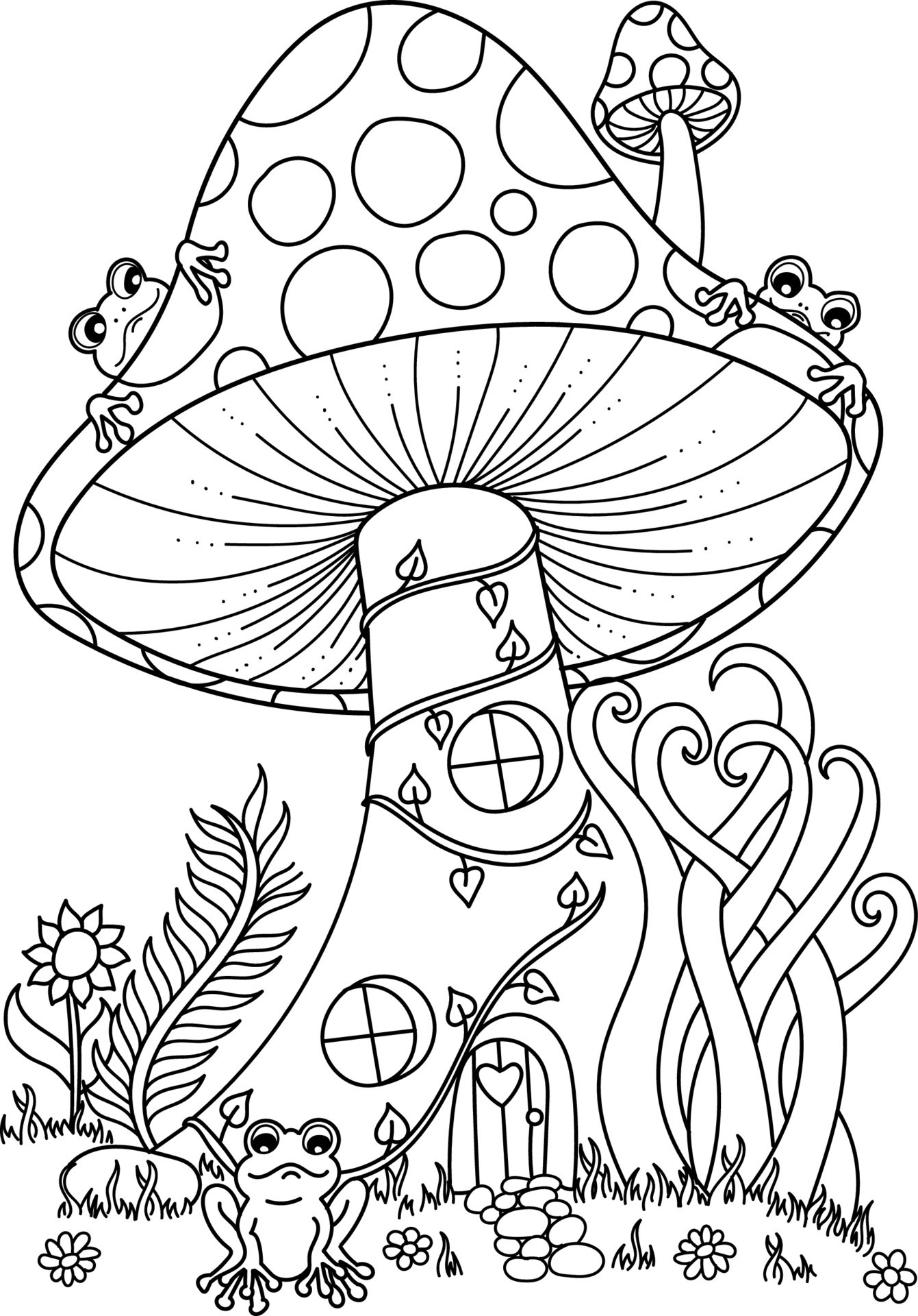 36 Whimsical Mushroom Coloring Pages Printable 1