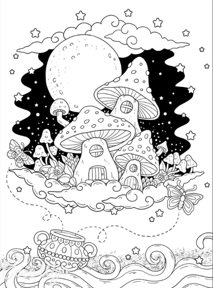 36 Whimsical Mushroom Coloring Pages Printable 18