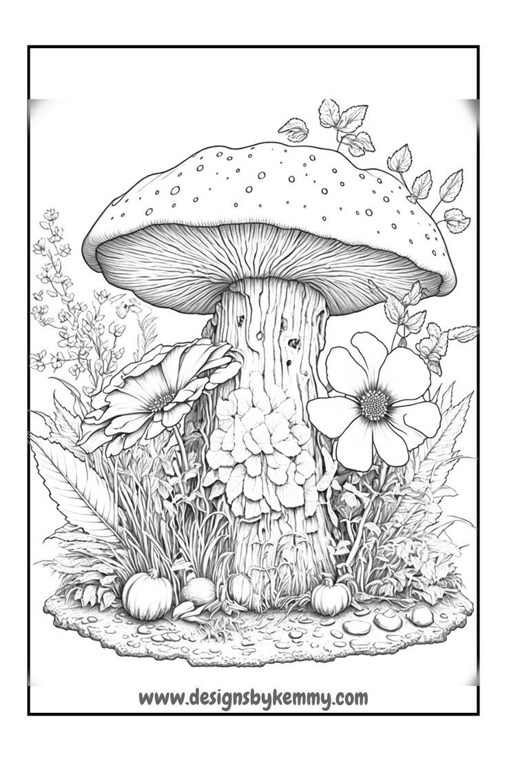 36 Whimsical Mushroom Coloring Pages Printable 19