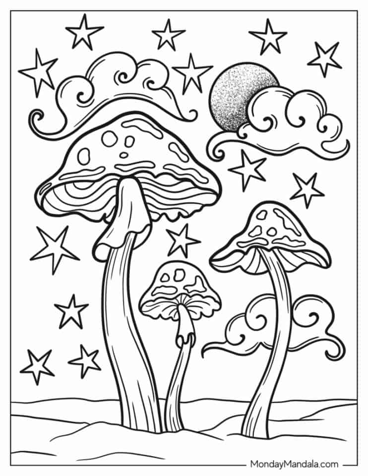 36 Whimsical Mushroom Coloring Pages Printable 24