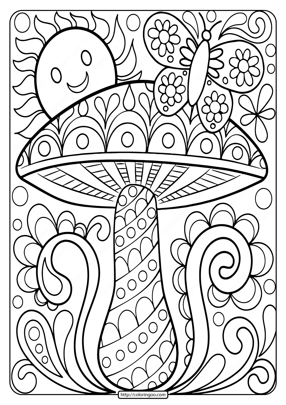 36 Whimsical Mushroom Coloring Pages Printable 26