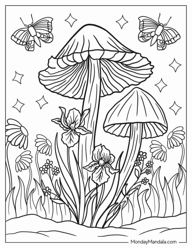 whimsical mushroom coloring pages printable jpg