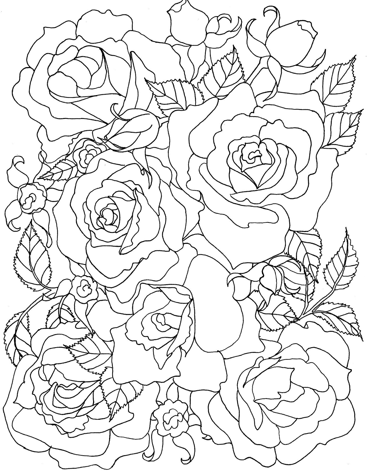 47+ Imaginative Detailed Rose Coloring Pages Printable