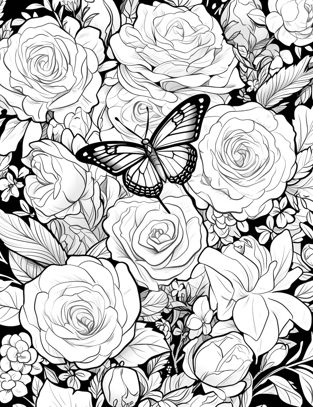 158+ Magical Detailed Rose Coloring Pages Printable