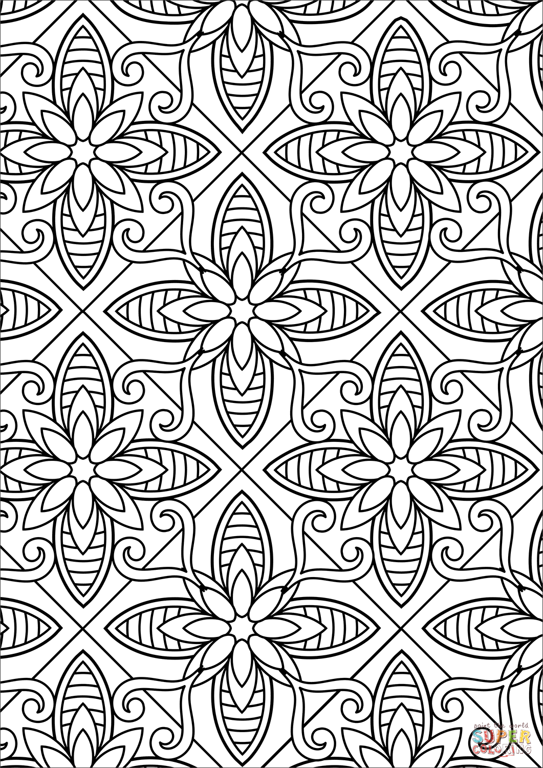 floral pattern coloring page png jpg