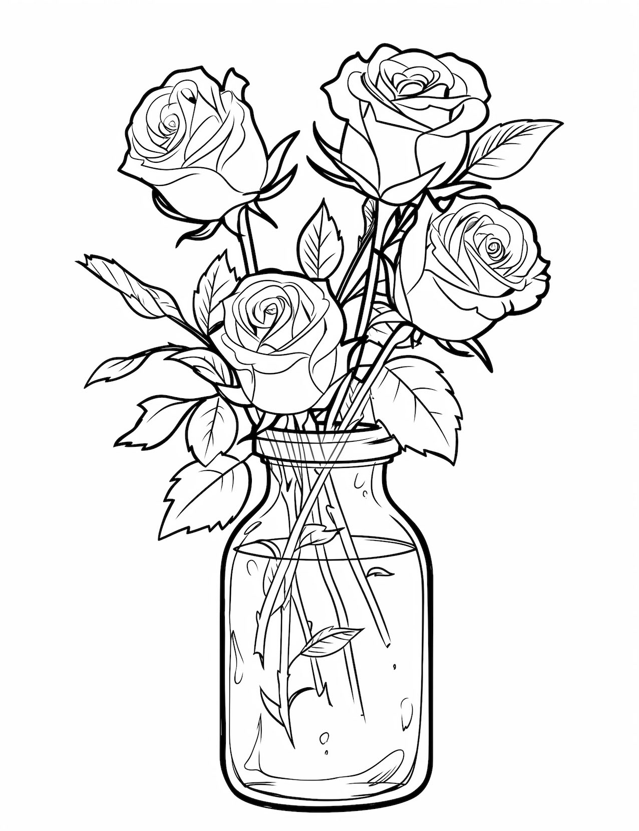 rose bouquet in a vase coloring page original jpg jpg