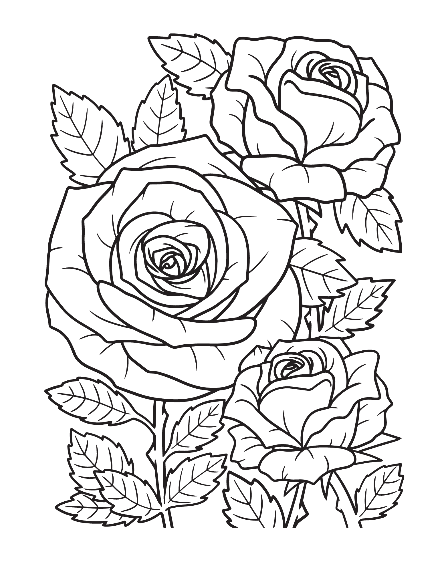 180+ Whimsical Detailed Rose Coloring Pages Printable