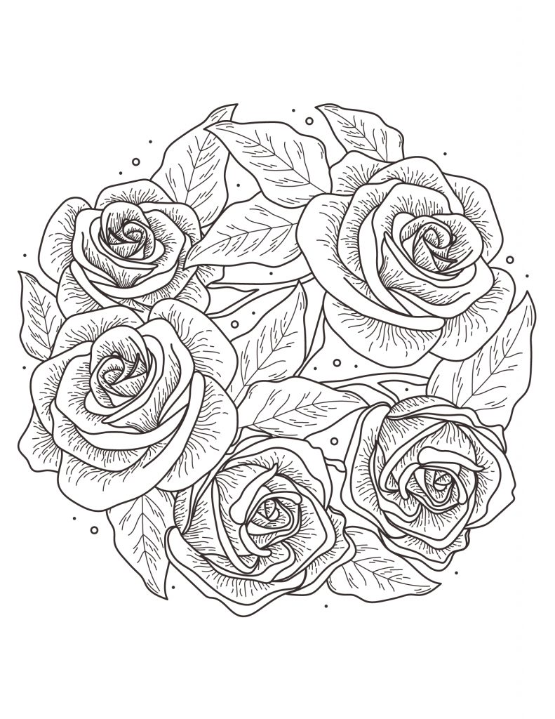 93+ Fantastic Detailed Rose Coloring Pages Printable