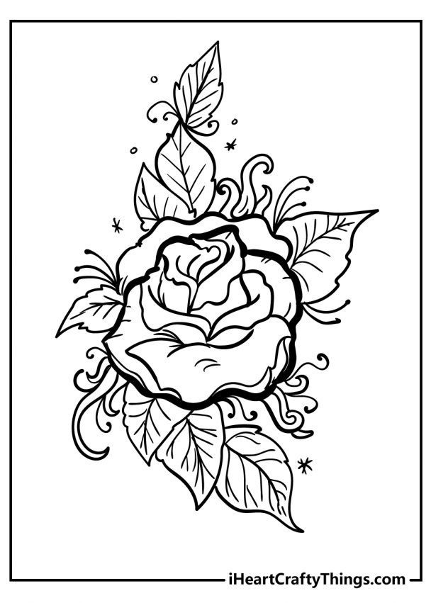 35+ Lovely Detailed Rose Coloring Pages Printable