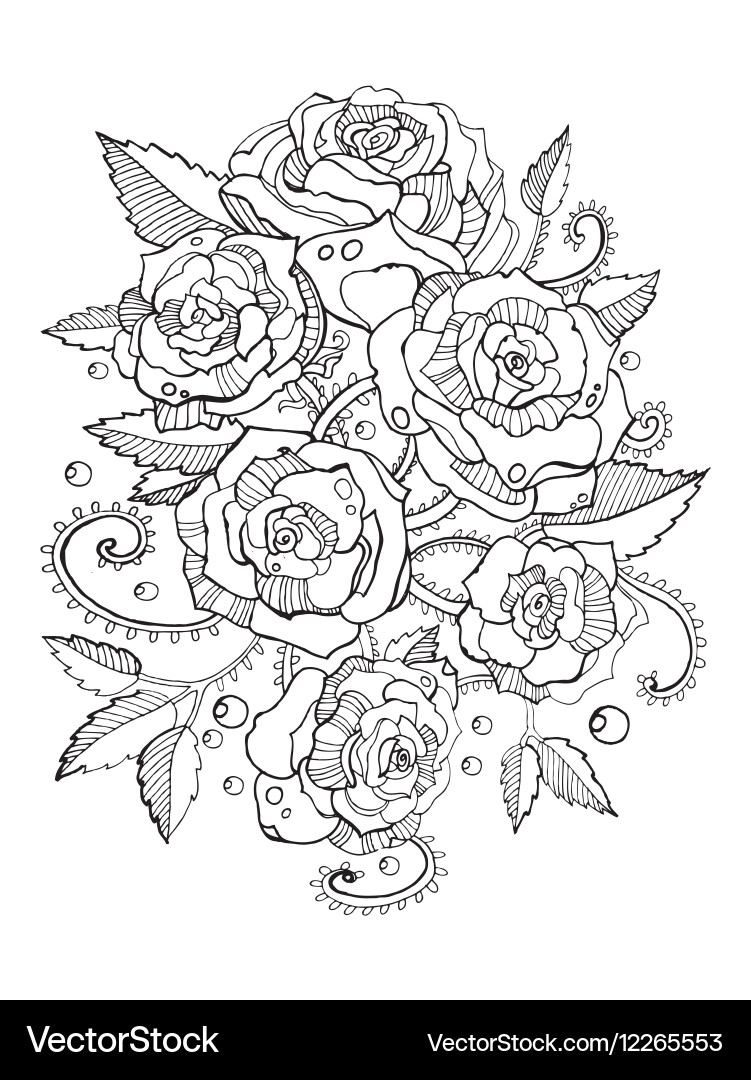 roses coloring book for adults vector jpg jpg