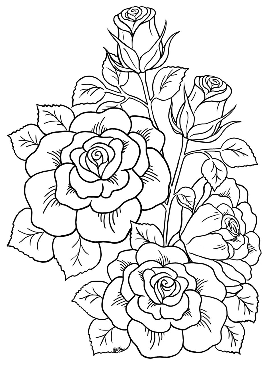 46+ Festive Detailed Rose Coloring Pages Printable