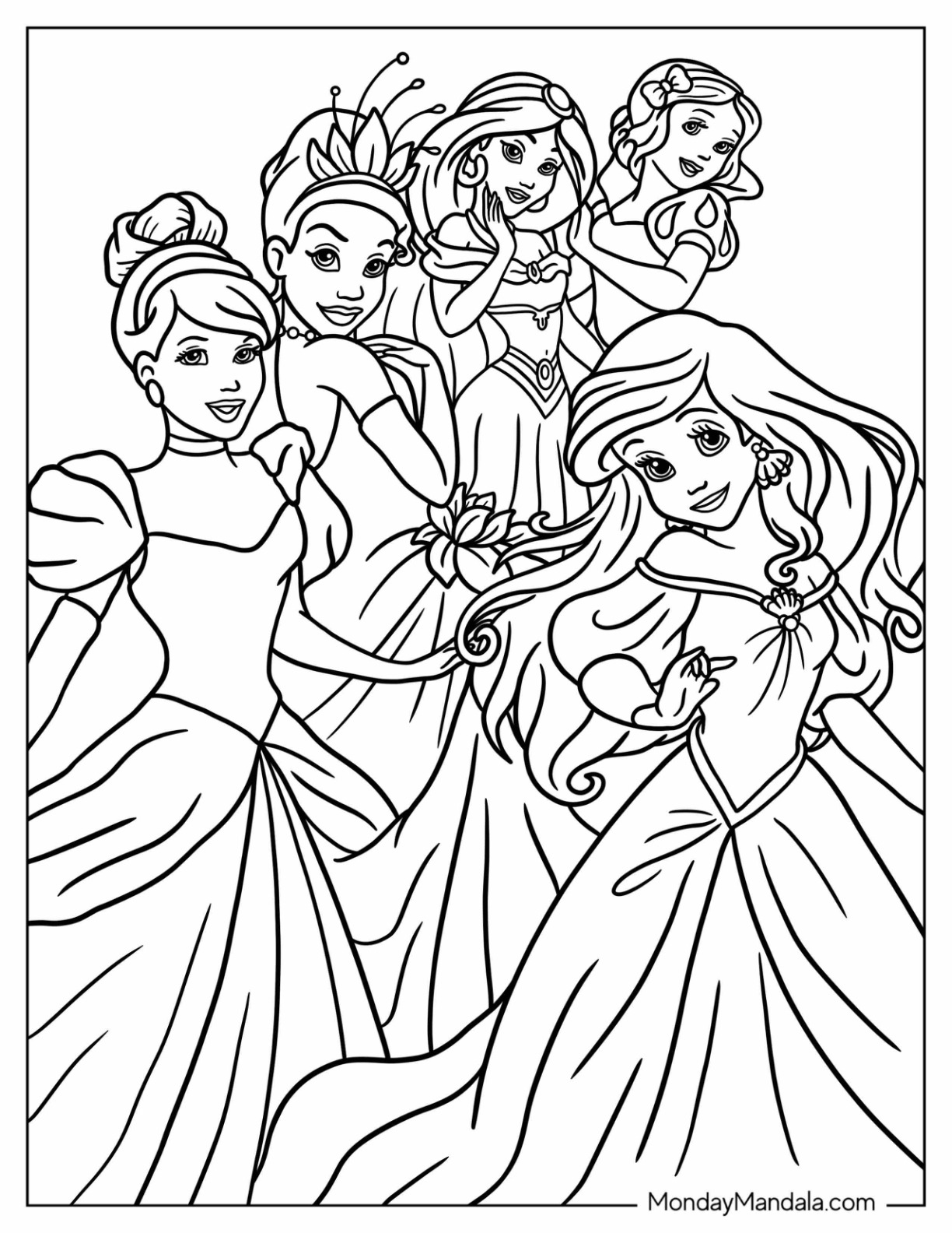 fun princess color sheets free printable jpg