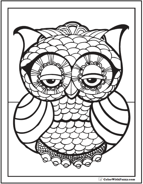 coloring pages geometric designs owl png jpg